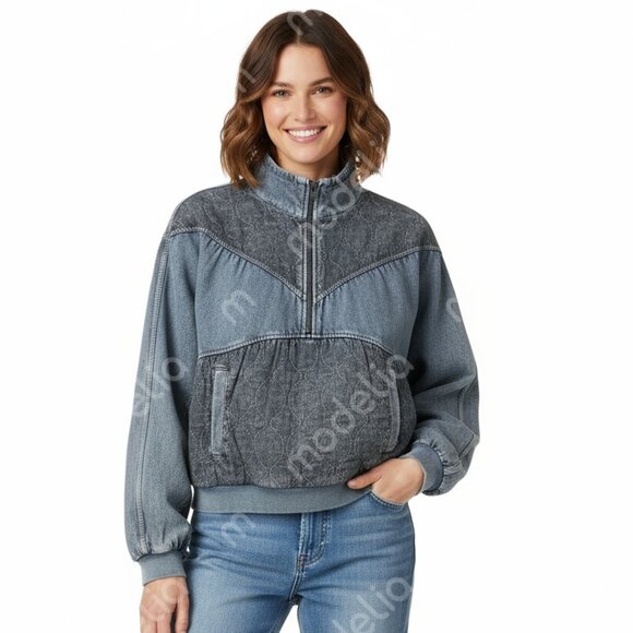 Urban Outfitters Blue Quilted Sweatshirt (M) - Picture 4 of 10